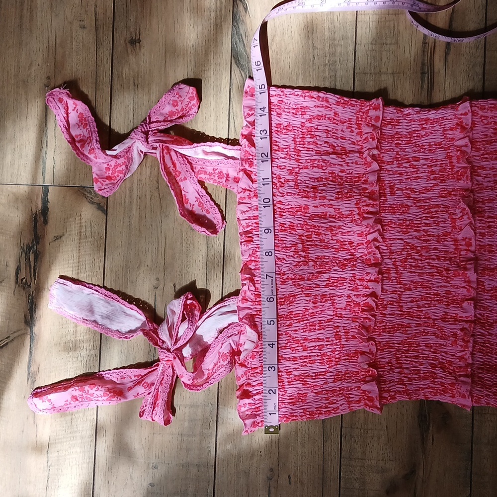 Pink Floral Ruffle Mini Dress. Size XS - Picture 17 of 17